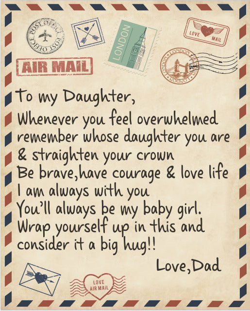 KTX-997971 Cozy Flannel Fleece Blanket with Inspirational Message for Daughter, Son, or Wife - 3 Sizes Available