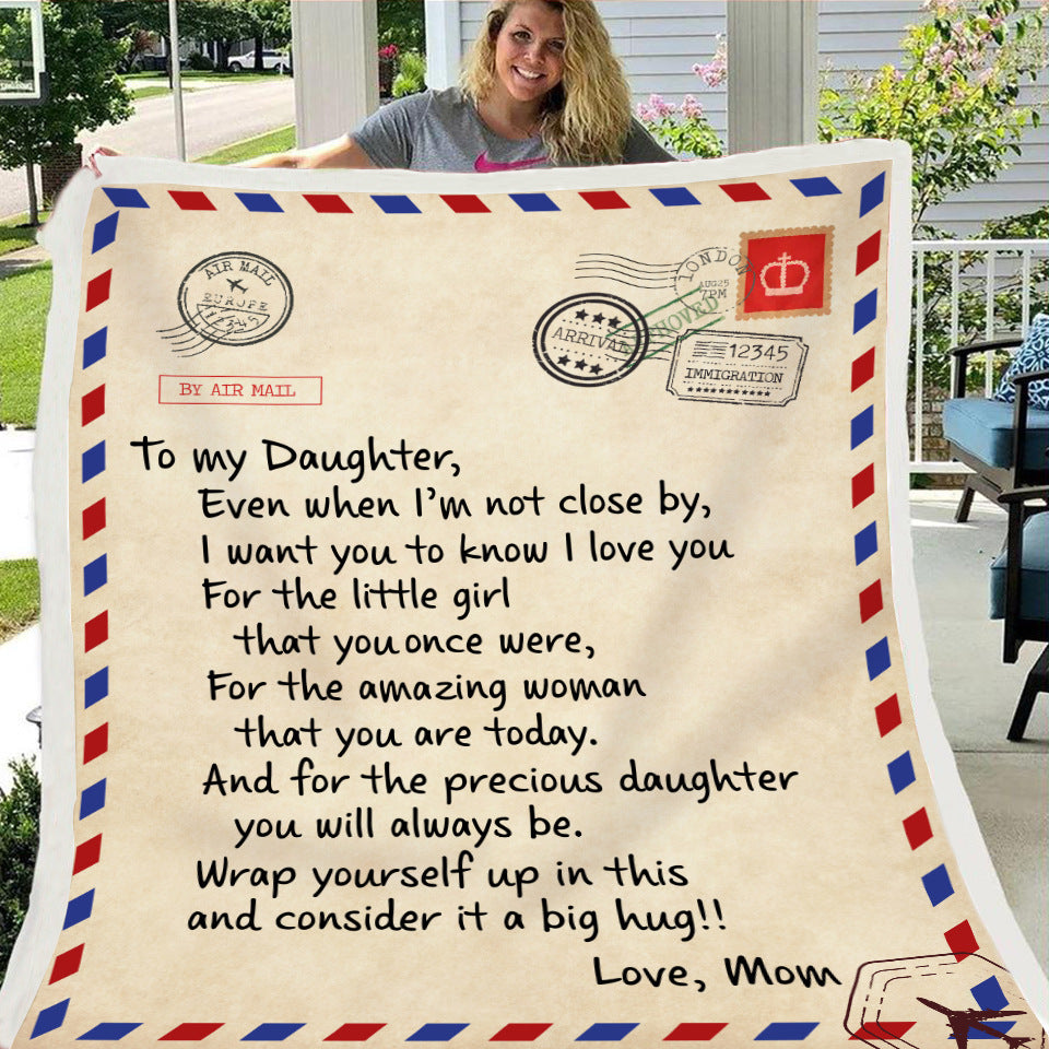 KTX-997971 Cozy Flannel Fleece Blanket with Inspirational Message for Daughter, Son, or Wife - 3 Sizes Available