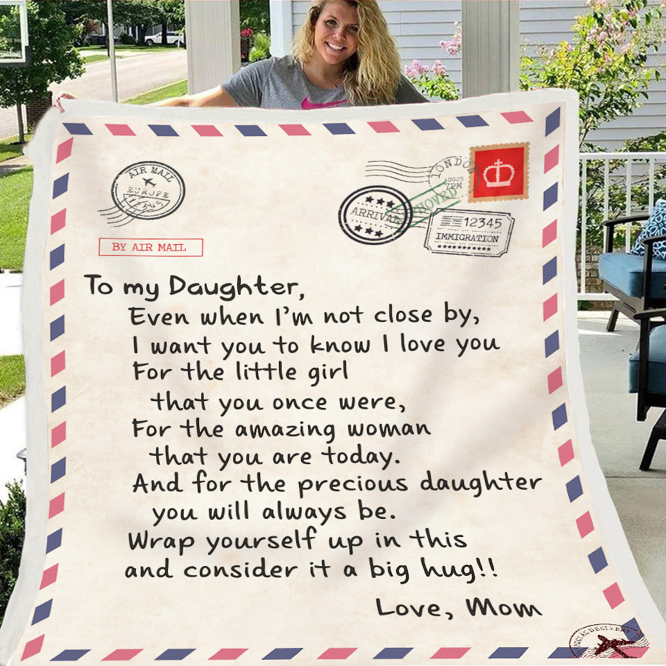 KTX-997971 Cozy Flannel Fleece Blanket with Inspirational Message for Daughter, Son, or Wife - 3 Sizes Available