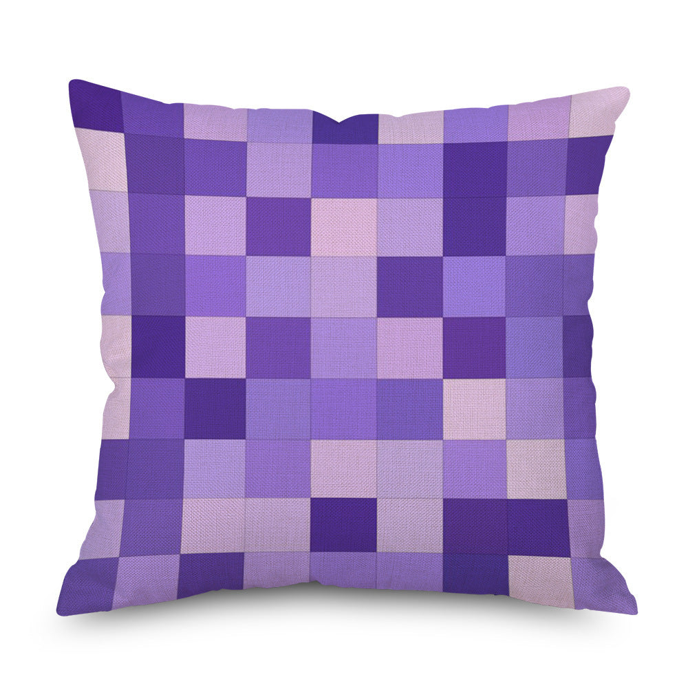 KTX-998035 Purple Series Geometric Pattern Linen Pillowcase 45x45 CM