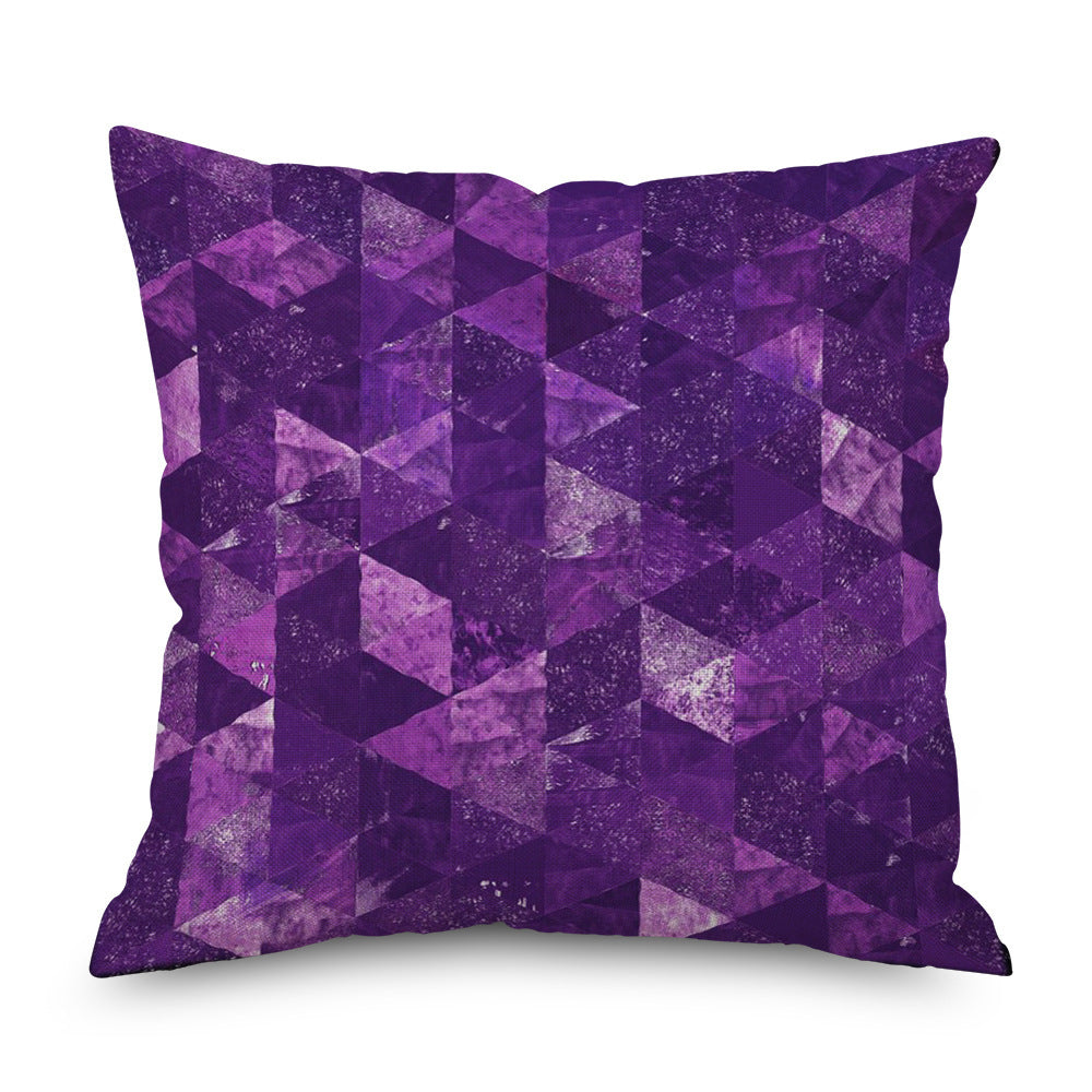 KTX-998035 Purple Series Geometric Pattern Linen Pillowcase 45x45 CM