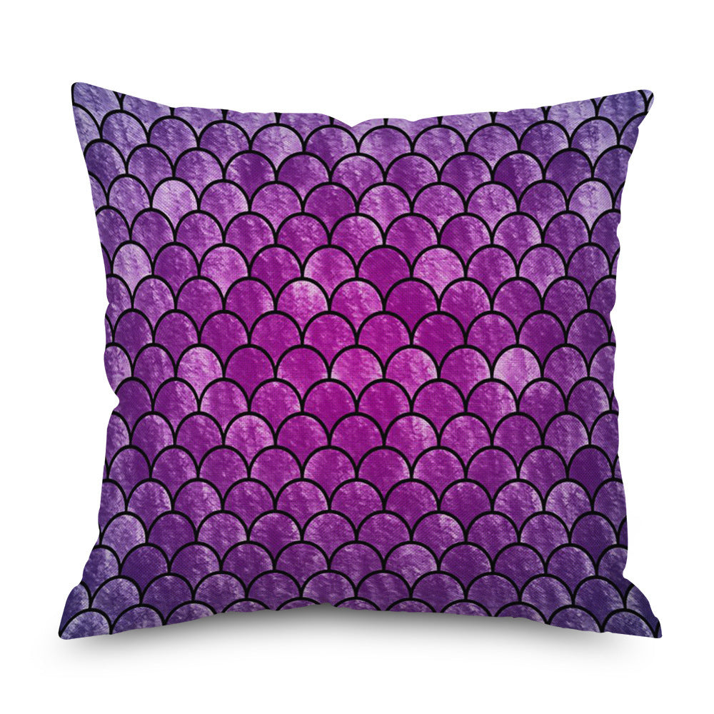 KTX-998035 Purple Series Geometric Pattern Linen Pillowcase 45x45 CM