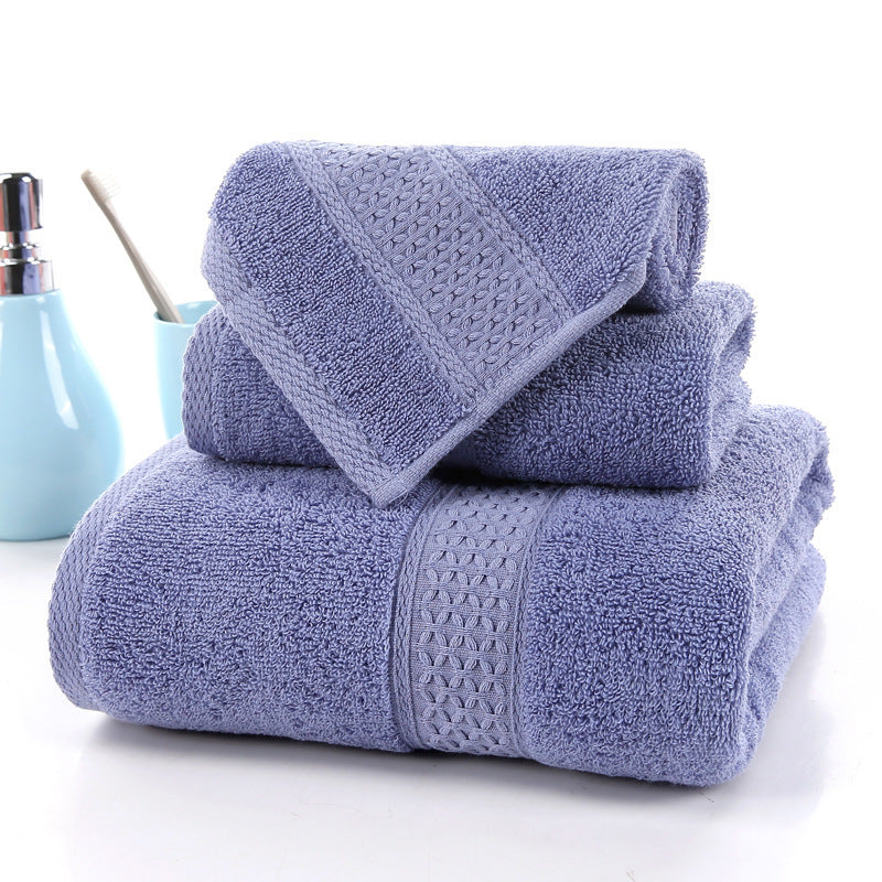 KTX-998227 Long-Staple Cotton Jacquard Towel Set with Absorbent Face Towel and Square Scarf
