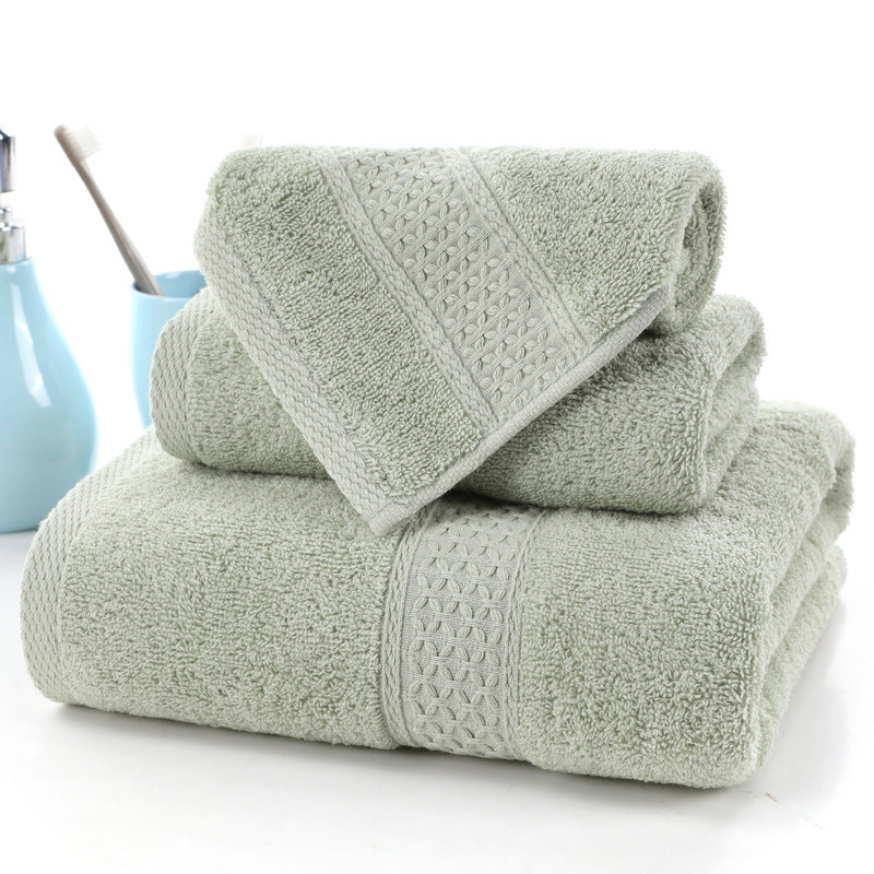 KTX-998227 Long-Staple Cotton Jacquard Towel Set with Absorbent Face Towel and Square Scarf