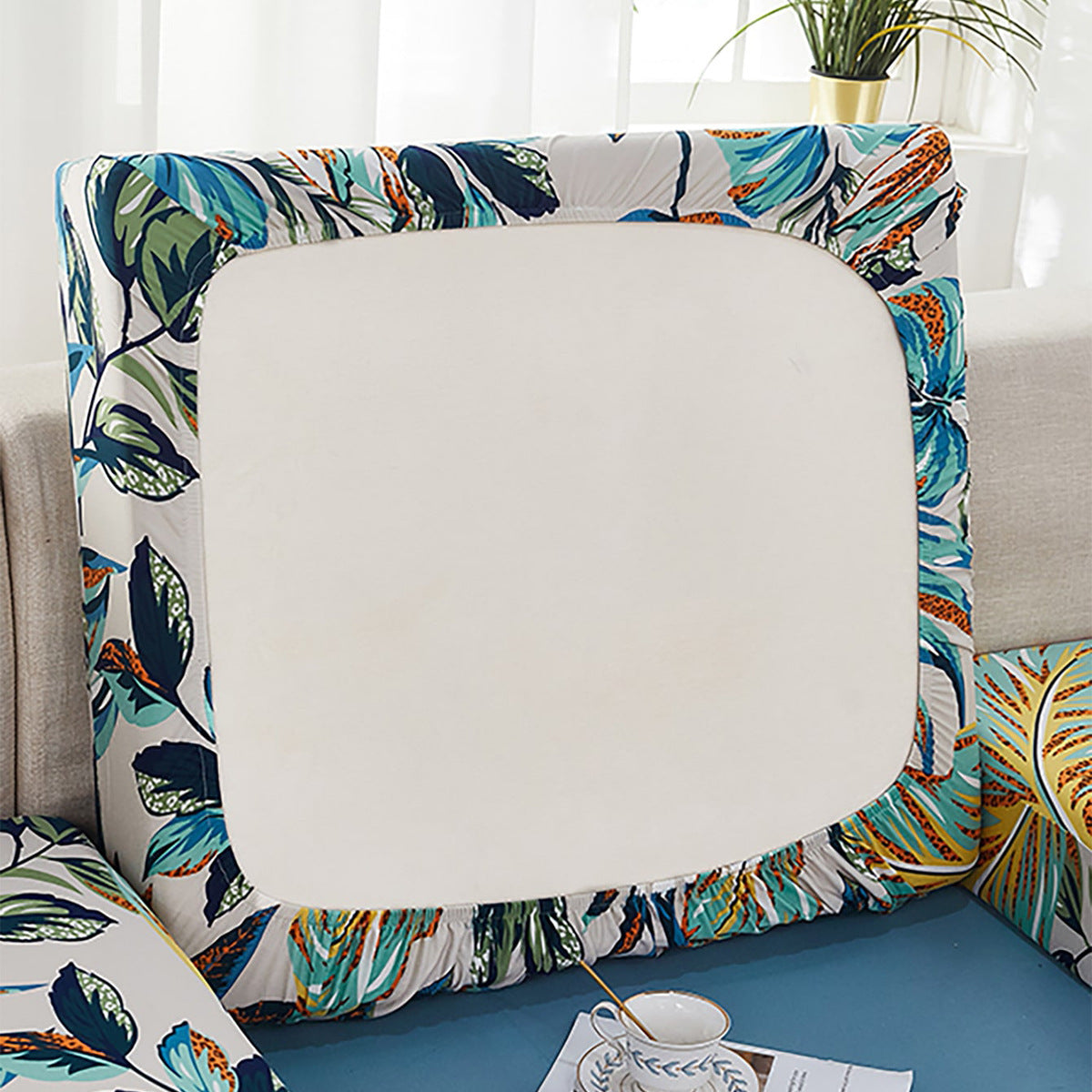 KTX-998547 Rainforest Leaves Stretch Sofa Seat Cover - Dustproof & Modern Design in Multiple Sizes