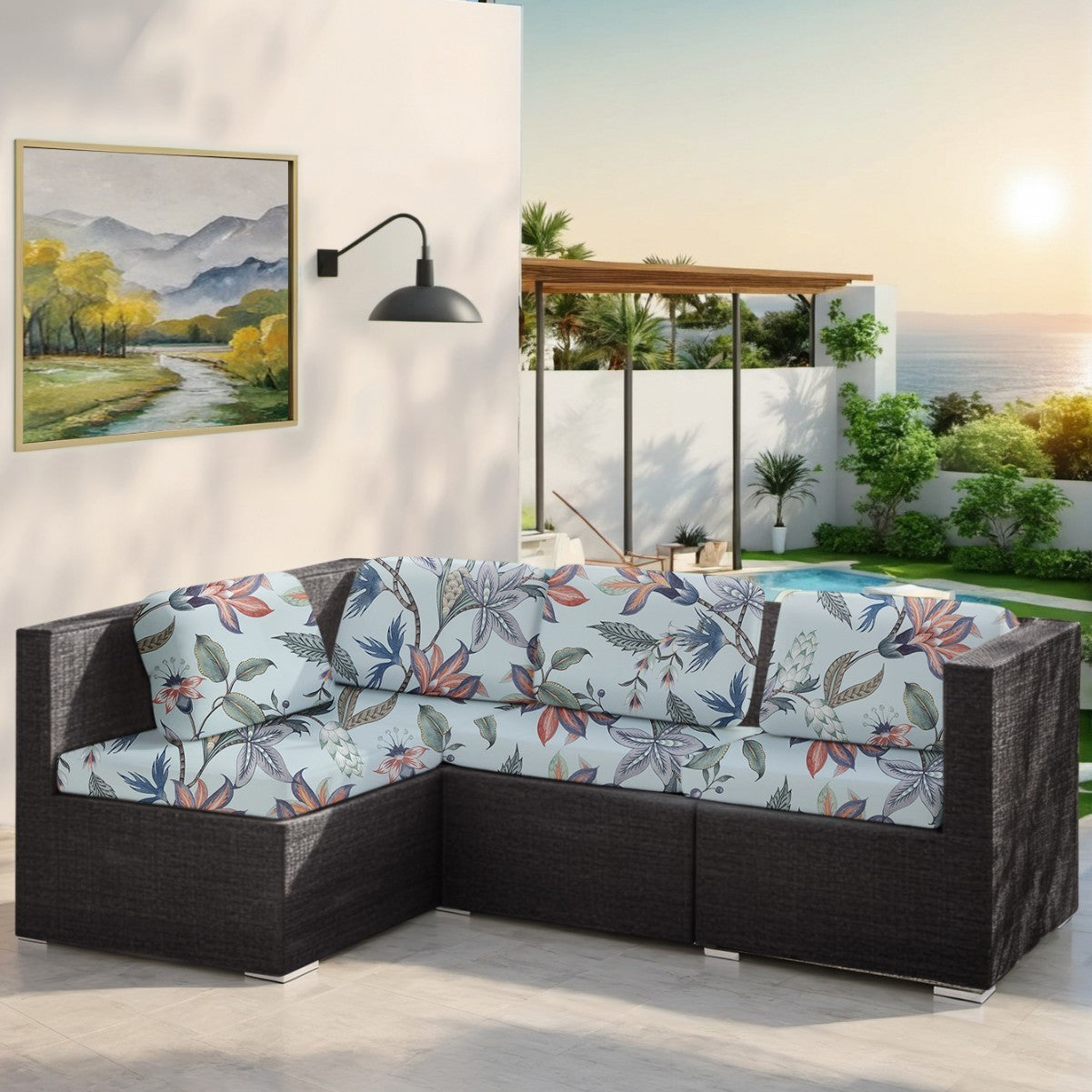 KTX-998547 Rainforest Leaves Stretch Sofa Seat Cover - Dustproof & Modern Design in Multiple Sizes