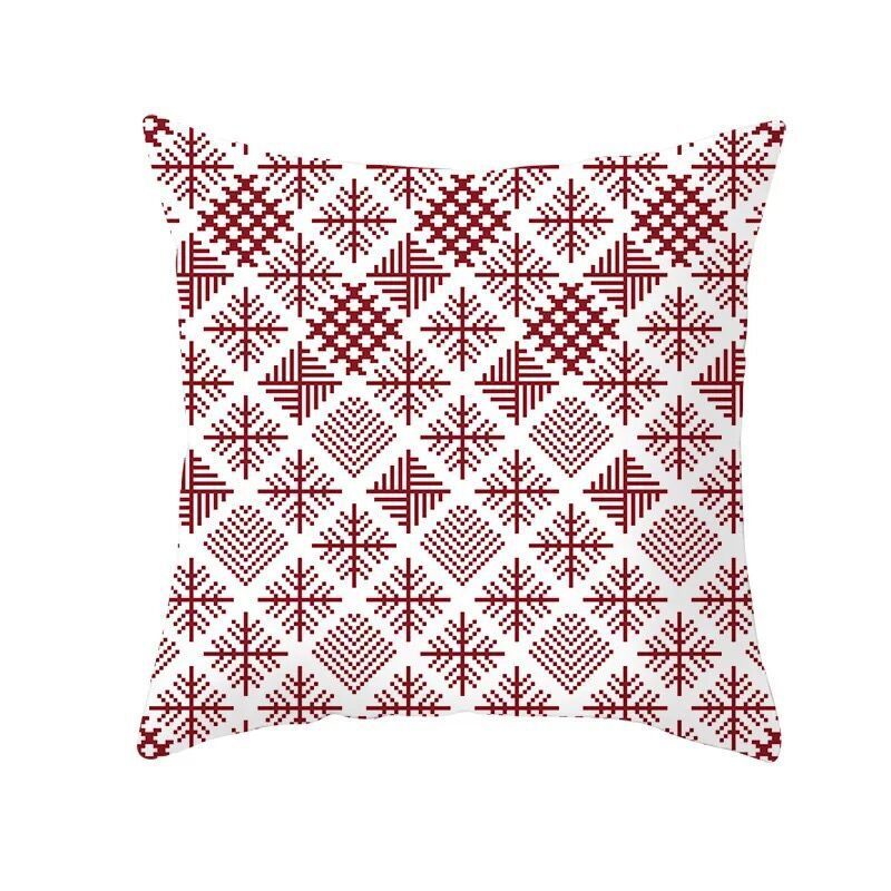 KTX-999699 Classic Red Plaid Christmas Pillow Cover for Home Decor, 45x45cm Polyester Cushion Case