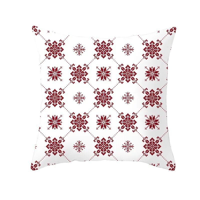 KTX-999699 Classic Red Plaid Christmas Pillow Cover for Home Decor, 45x45cm Polyester Cushion Case