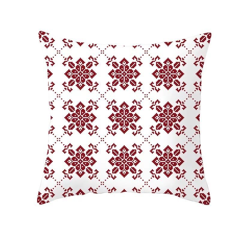 KTX-999699 Classic Red Plaid Christmas Pillow Cover for Home Decor, 45x45cm Polyester Cushion Case