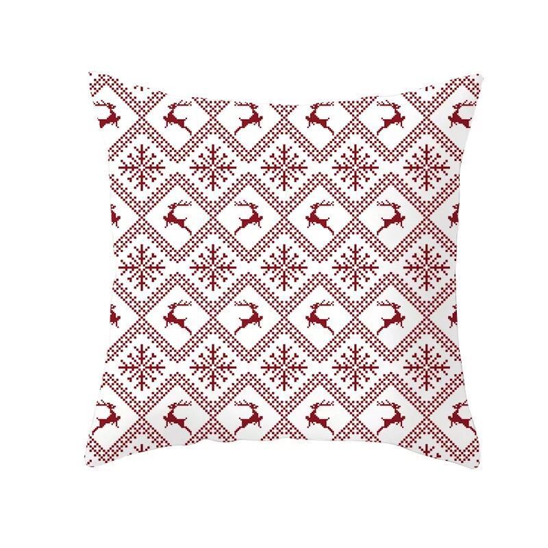KTX-999699 Classic Red Plaid Christmas Pillow Cover for Home Decor, 45x45cm Polyester Cushion Case
