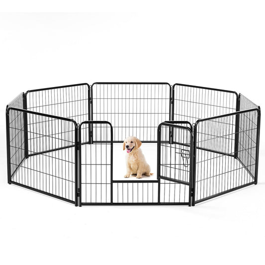 Dog Playpen Indoor Fence Height Metal Exercise Pen With Door Small Puppy-Medium-Large Dogs Animal Pet For Outdoor, Garden, Yard