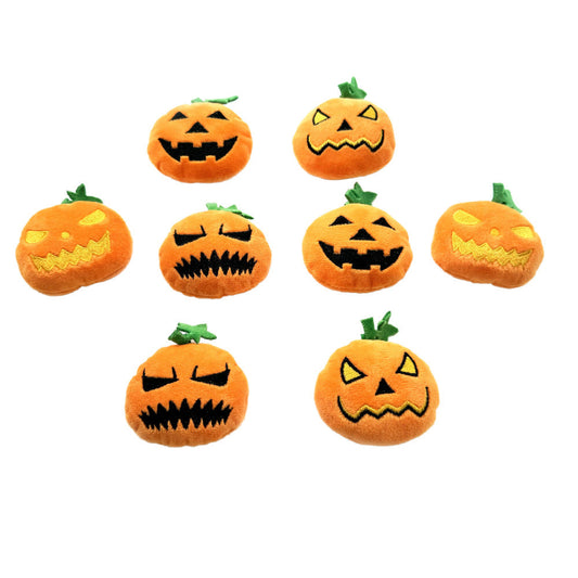 Pumpkin Ghost Face Shape Halloween Cat Toy Bite-resistant Molar Relieving Stuffy Pet