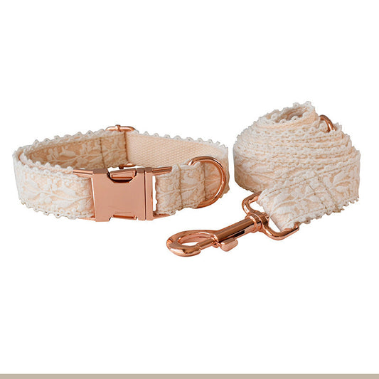 Leaf Lace Pet Collar Bow Metal Buckle