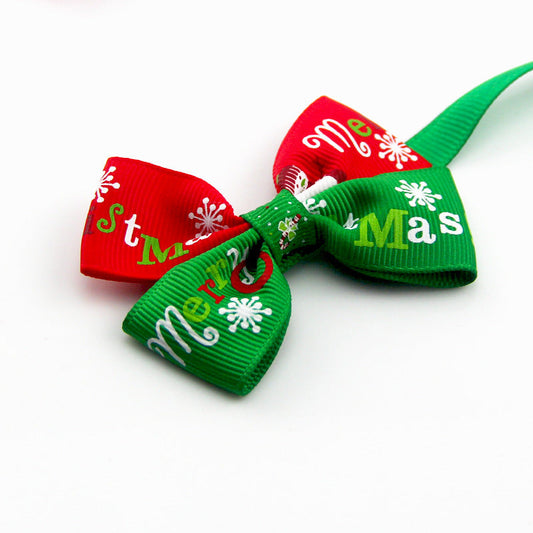 New Year Red And Green Christmas Series Pet Tie Bow Handcraft Jewelry Collar Dogs And Cats Bow Tie